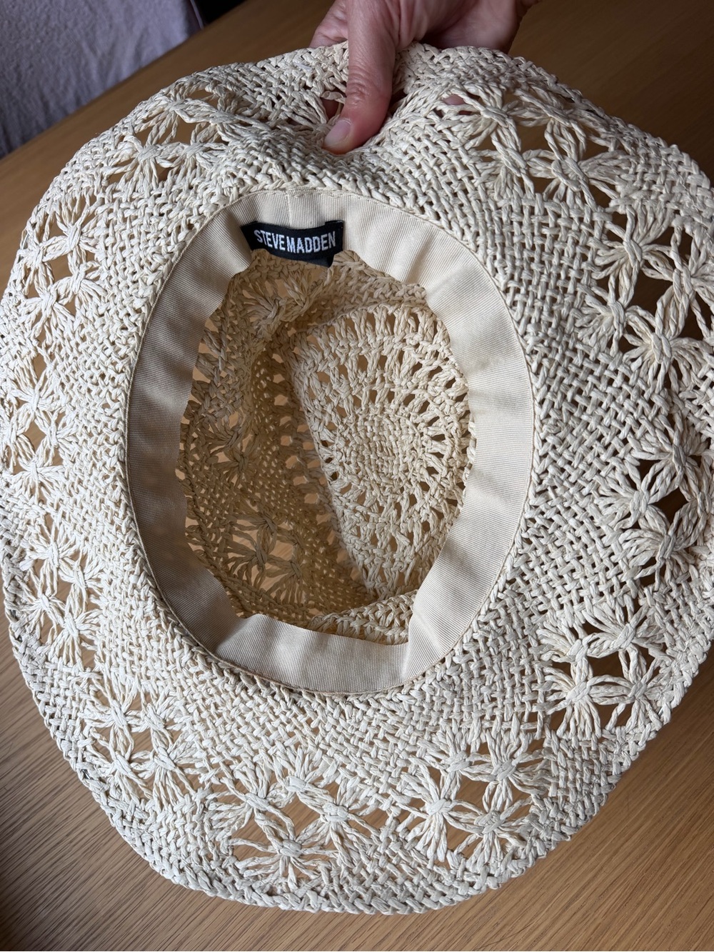 NWT STEVE MADDEN HAILEY Straw Cowboy Hat Natural Beige Braided Trim - Picture 7 of 8